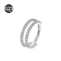G23 titanium double row zircon piercing ring seamless nose hoop earring fine jewelry - 1.2*10mm / Double-Sided Rhinestone Silver