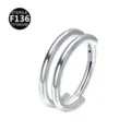 Titanium double ring body piercing jewelry, sterile implant grade septum and ear clicker hoop. - 1.2*8mm / Silver