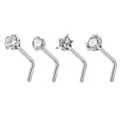 Edelstahl piercing nasenstecker set, zirkonia quadratisch herz stern rund varianten. - L-Stift (Stern) / 0.8x7x3mm / Weiß