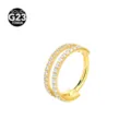 G23 Titanium Double Row Zircon Segment Ring Piercing Jewelry Hoop Earring Gold Color - 1.2*10mm / Double-Sided Rhinestone Gold