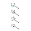 Vierer Set Zirkonia Nasenstecker in verschiedenen Formen Korperpiercing Schmuckstuecke - 0.8mm x 7mm x 3mm / Gerader Stift (Stern) / AB Regenbogen