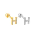 H letter cartilage earring set, gold and silver color options with sparkling cubic zirconia stones. - Letter H / 1 Piece/Pack / Gold