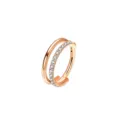 Anneau de Segment Double en Titane Zircon Or Rose Bijou de Piercing de Nez et d'Oreille - Strass simple face or rose