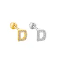 Stainless steel letter D cartilage barbell earrings with micro pave cubic zirconia stones. - Letter D / 1 Piece/Pack / Gold