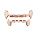Rose gold hip hop grillz top and bottom teeth caps set stylish body jewelry fashion accessory - Smooth Surface Style (Style 2 Rose Gold Kit) / Rose Gold