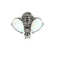 G23 titanium bee body piercing jewelry detail view featuring stunning white opal wings. - Silver White Opal (OP17)