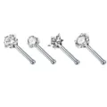 Wunderschöne 3AAA Zirkonia Nasenstecker Mehrform gerade Stange Körperpiercing Sets - 0.8mm x 7mm x 3mm / Gerader Stift (Stern) / Weiß