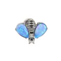 Detailed close-up of a bee-shaped body piercing jewelry with vibrant blue synthetic opal wings. - 1.2*6mm / Blue Opal (OP05)