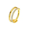 Anneau de nez double en titane couleur or piercing septum zircone brillant boucle d'oreille - Strass simple face doré