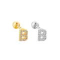 Orecchino cartilagine lettera B oro e argento acciaio inossidabile zircone piercing - Lettera B