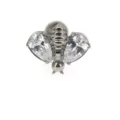 Detailed close-up of G23 titanium crystal bee labret stud, sparkling zirconia wings jewelry. - 1.2*10mm / Silver White Zirconia