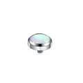 Titanium opal dermal piercing top, flat back body jewelry replacement accessory item. - Silver Base White Style (OP17) / 3mm (Thread M0.9)