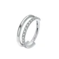 Anneau de nez en titane G23 double rang de zircone boucle d'oreille piercing corps - Strass simple face argenté