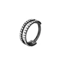 Anneau de piercing noir en titane double rang de zircone, variante de boucle d'oreille. - Zircon noir double face