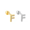 Orecchino a Lobo Lettera F Zircone Acciaio Inossidabile Piercing Cartilagine Variante - Lettera F