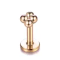Goldfarbene Edelstahl 4-Kugeln Cluster Labret Stecker Piercing Schmuck für Ohr Helix und Tragus. - Vier-Perlen-Stil / 1.2x10mm / Roségold