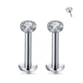 G23 Titan Labret Stecker Detailansicht Push Pin Knorpel Ohr Piercing Schmuck Design - Silber / 0.8x8x2mm