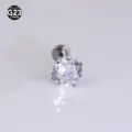 G23 Titan Labret Stecker mit klarem Zirkonia Stein für Körperpiercing und Ohrschmuck. - Stab 1.2x6mm Zirkonia 6mm / Weiß