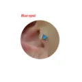 Titan Oopal Knorpel Helix Piercing Ohrring Stecker mit kleinen Perlen fuer Koerperschmuck - Edelstahl 1.2x6 mm / Blauer Opal mit vier kleinen Kugeln