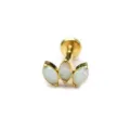 Titanium marquise opal labret stud body piercing jewelry, gold finish variant style - 1.2x6mm / Gold & White