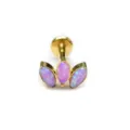 Gold titanium labret piercing with three marquise pink opal cluster top, cartilage stud. - 1.2x6mm / Gold Purple