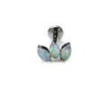 Titanium opal marquise crown labret piercing, cartilage earring and nose stud jewelry. - 1.2x6mm / Silver White