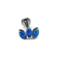 Titanium 3 Marquise Blue Opal Labret Stud Piercing Body Jewelry Cartilage Earring - Silver Blue
