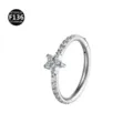 ASTM F136 Titanium Star Zircon Nose Ring Clicker Piercing Body Jewelry 14G Hot - 1.2x8mm / Silver and White Five-Pointed Star