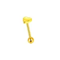 Joli bijou de piercing langue cœur doré en acier inoxydable 316L pour femme et homme - Barre 1.6x16 mm / Or