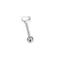Stainless steel heart tongue ring body piercing jewelry silver barbell fashion accessory item - Silver