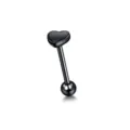 Barbell de piercing langue cœur noir en acier inoxydable 316L bijou corporel - Barre 1.6x16 mm / Noir