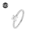 G23 Titanium Segment Ring Zirconia Paved Hinged Nose Ring Body Piercing Silver 14G - 1.2x8mm / Silver White Round