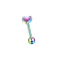 Piercing de langue coeur arc-en-ciel en acier inoxydable 316L pour bijoux de corps mode. - Barre 1.6x16 mm / Coloré
