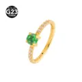 G23 titanium hinged segment ring with green cz stone and paved clear crystals for piercing. - 1.2x8mm / Gold Green Rhinestone Round