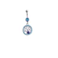 Piercing para ombligo de acero inoxidable con colgante árbol cristal azul variante - Estilo Árbol de la Vida (M1003) / 1,6*11 mm / Plateado