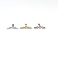 316L stainless steel curved crystal cartilage stud earring, multi-color helix piercing. - Curved Row Style (A) / Silver / 1.0x6mm