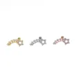 Stainless steel piercing earrings with sparkling zircon star details, ideal for cartilage. - Star Trail Style (B) / Silver / 1.0x6mm