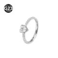 G23 titanium steel hinged segment ring with cubic zirconia heart design for body piercing. - 1.2x8mm / Silver and White Heart Rhinestone