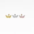 Stainless steel rhinestone angel wings cartilage piercing stud earrings in three colors. - Angel Wings Style (C) / Silver / 1.0x6mm