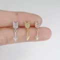 Stainless Steel Arrow Dangle Earrings Rhinestone Cartilage Studs Fashion Jewelry - NO 6 Style