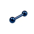 Blue metal barbell body piercing jewelry, ideal for cartilage and ear lobes, sleek stud design. - 1.2x6x4x4mm / Blue