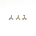 Detailed close up shot of stainless steel triple star cubic zirconia cartilage earring - Star Style (NO 3) / Silver