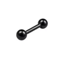 Black stainless steel barbell body piercing stud earring for cartilage and ear lobe. - 1.2x6x4x4mm / Black