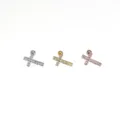 Zirconia cross cartilage piercing stud earrings, stainless steel body jewelry, 3 colors. - Cross Style (NO 4) / Silver