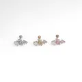 Stainless steel crystal flower cartilage stud earring detail view, multi-color option. - NO 4 Style / Silver