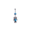 Piercing de ombligo de búho de acero inoxidable con diamantes de imitación para mujer. - Estilo Búho (M1003) / 1,6*11 mm / Plateado
