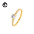 Gold G23 titanium hinged segment ring with dazzling cubic zirconia paved stones for body piercing. - 1.2x8mm / Round Gold and White