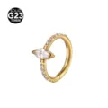 G23 Titanium Marquise CZ Clicker Ring Golden Body Piercing Jewelry Segment Nose Hoop 14G - 1.2x8mm / Gold White Marquise