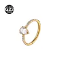 G23 Titanium Pear CZ Segment Ring Gold Body Piercing 14G Septum Clicker Jewelry - 1.2x8mm / Gold White Water Drop