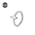G23 Titanium Marquise CZ Pave Segment Nose Ring Body Piercing Jewelry 8mm/10mm - 1.2x8mm / Silver White Marquise